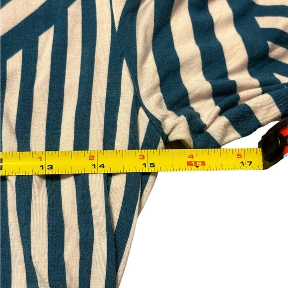 A Pea in the Pod Short Sleeve Midi Maternity Dress Size Small Blue and Cream - Picture 5 of 5